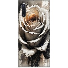 Teknomeg Samsung Galaxy Note 10 Uyumlu Gül ve Gri  Desenli Silikon Kılıf