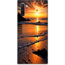 Teknomeg Samsung Galaxy Note 10 Uyumlu Günbatımı Sahili  Desenli Silikon Kılıf