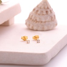 Nox Jewelry 925 Ayar Gümüş Minimal Tektaş Küpe- Çap:2,5 mm