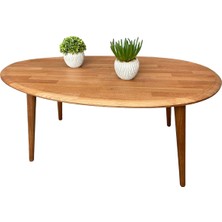 Faw Decor Asimetrik Oval Masif Ahşap Orta Sehpa