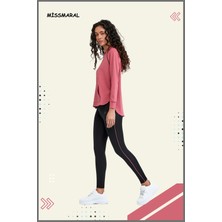 Miss Maral Kadın Eşofman Takım Gül Kurusu / Siyah Spor Tunik & Toparlayıcı Tayt Dalgıç Kumaş Sports And Casual 13060
