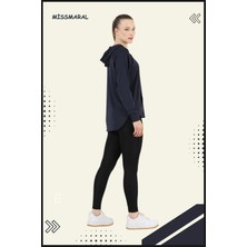 Miss Maral Kadın Eşofman Takım Lacivert /siyah Spor Tunik & Toparlayıcı Tayt Dalgıç Kumaş Sports And Casual 13060