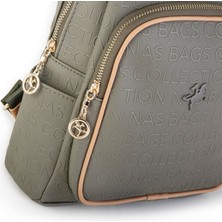 Nas Bag Kadın Sırt Çantası Yeşil Camel  Gofraj