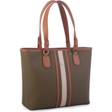 Nas Bag Kadın Omuz Çantası Spor Şık Ayarlanabilir Omuz Askılı Haki Taba Kum  Lacste  (33X27X12 cm )