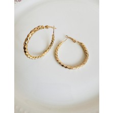 Devi Fashion Burgu Gold Halka Küpe
