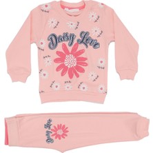 Kız Çocuk Pudra Daisy Love Papatya Baskılı 2'li Takım