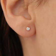 Nox Jewelry 925 Ayar Gümüş Minimal Tektaş Küpe- Çap:3,25 mm