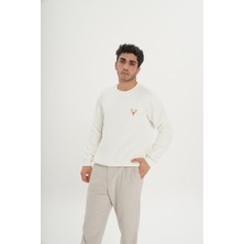 Safe Tasarım Unisex Pamuklu Içi Polarlı Bisiklet Yaka Sweatshirt