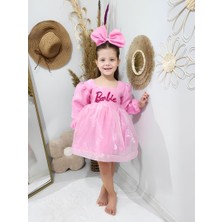 Handmade Barbie Fiyonk Tokalı Kız Çocuk Elbise / Kız Bebek Elbise / Kız Çocuk Doğumgünü Elbisesi