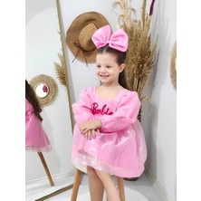 Handmade Barbie Fiyonk Tokalı Kız Çocuk Elbise / Kız Bebek Elbise / Kız Çocuk Doğumgünü Elbisesi