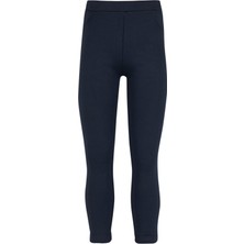 Koyu Lacivert Kız Çocuk Sahte 2 Cep Full Şardonlu Tayt