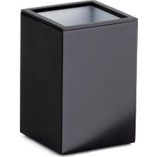 System Banyo Aksesuarları Tezgah Üstü Mat Siyah Diş Fırçalık 100x60x60 mm