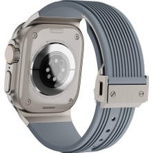 noktaks - Apple Watch 7 45mm - Kordon Spor Görünümlü Silikon Kordon KRD-113 - Gri