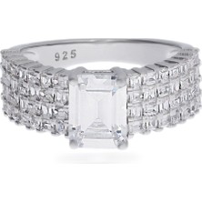 Celikchi Kadın Baget Küçük Taşlar Detaylı Şık Gümüş Yüzük