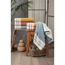 Sevim Indigo Mavi Çizgili El/yüz Havlusu - Ipliği Boyalı & Yüksek Su Emici - %100 Pamuk - 45X90 cm
