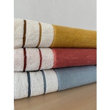 Sevim Indigo Mavi Çizgili El/yüz Havlusu - Ipliği Boyalı & Yüksek Su Emici - %100 Pamuk - 45X90 cm