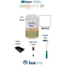 Stella Boya Seti (Bianca Stella Boya- Ipek Fırça- Kadife Rulo- Boya Kabı) – Beyaz