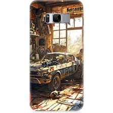 Teknomeg Samsung Galaxy S8 Edge Uyumlu Garaj Arabası  Desenli Silikon Kılıf