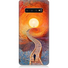 Teknomeg Samsung Galaxy S10 Plus Uyumlu Işıklı Yol  Desenli Silikon Kılıf