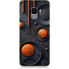 Teknomeg Samsung Galaxy S9 Uyumlu Turuncu Desen  Desenli Silikon Kılıf