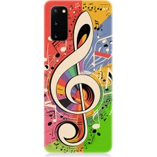 Teknomeg Samsung Galaxy S20 Uyumlu Renkli Nota  Desenli Silikon Kılıf