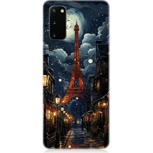 Teknomeg Samsung Galaxy S20 Plus Uyumlu Paris Sokakları  Desenli Silikon Kılıf