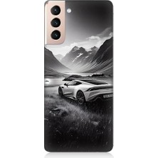 Teknomeg Samsung Galaxy S21 Uyumlu Dağ Yolunda Araba  Desenli Silikon Kılıf