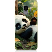 Teknomeg Samsung Galaxy S9 Uyumlu Panda ve Yaprak  Desenli Silikon Kılıf