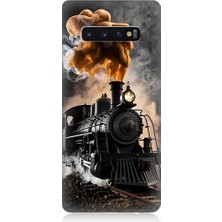 Teknomeg Samsung Galaxy S10 Uyumlu Kara Tren  Desenli Silikon Kılıf