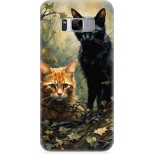 Teknomeg Samsung Galaxy S8 Uyumlu Orman Kedileri  Desenli Silikon Kılıf
