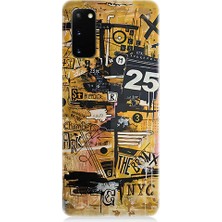 Teknomeg Samsung Galaxy S20 Plus Uyumlu Karma Grafik  Desenli Silikon Kılıf