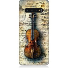 Teknomeg Samsung Galaxy S10 Uyumlu Eski Keman  Desenli Silikon Kılıf