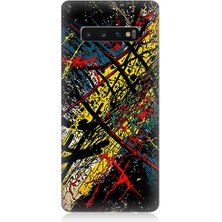 Teknomeg Samsung Galaxy S10 Uyumlu Renkli Soyut  Desenli Silikon Kılıf