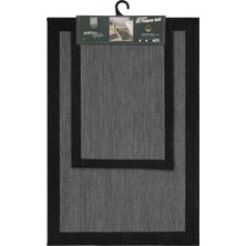 Inter Weaving Patio Bordürlü 2’Li Banyo Paspas Seti Yıkanabilir Kaymaz Taban Banyo Paspas Takımı Sisal 40x60–60x90