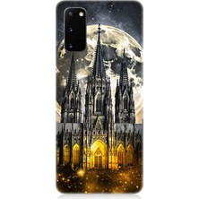 Teknomeg Samsung Galaxy S20 Plus Uyumlu Ay ve Katedral  Desenli Silikon Kılıf