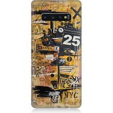 Teknomeg Samsung Galaxy S10 Plus Uyumlu Karma Grafik  Desenli Silikon Kılıf