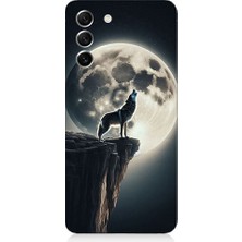 Teknomeg Samsung Galaxy S21 Fe Uyumlu Kurt ve Ay  Desenli Silikon Kılıf