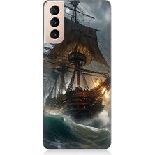 Samsung Galaxy S21 Plus Uyumlu Fırtınalı Gemi  Desenli Silikon Kılıf