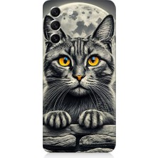 Teknomeg Samsung Galaxy S21 Fe Uyumlu Kedi Portresi  Desenli Silikon Kılıf
