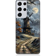 Teknomeg Samsung Galaxy S21 Ultra Uyumlu Yel Değirmeni  Desenli Silikon Kılıf