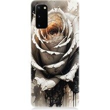 Samsung Galaxy S20 Plus Uyumlu Gül ve Gri  Desenli Silikon Kılıf