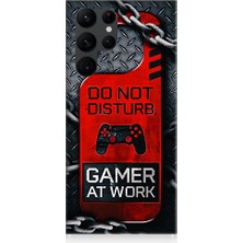 Teknomeg Samsung Galaxy S22 Ultra Uyumlu Gamer Uyarı  Desenli Silikon Kılıf