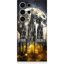 Teknomeg Samsung Galaxy S24 Ultra Uyumlu Ay ve Katedral  Desenli Silikon Kılıf