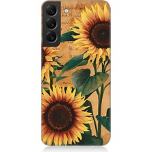 Teknomeg Samsung Galaxy S22 Plus Uyumlu Ayçiçekleri  Desenli Silikon Kılıf