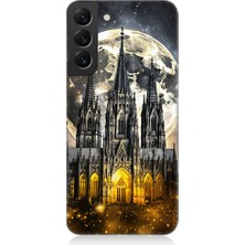 Teknomeg Samsung Galaxy S22 Plus Uyumlu Ay ve Katedral  Desenli Silikon Kılıf