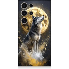 Teknomeg Samsung Galaxy S24 Ultra Uyumlu Kurt ve Ay  Desenli Silikon Kılıf