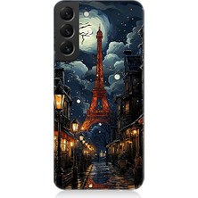 Teknomeg Samsung Galaxy S22 Plus Uyumlu Paris Sokakları  Desenli Silikon Kılıf