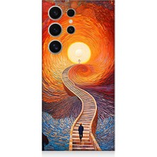 Teknomeg Samsung Galaxy S24 Ultra Uyumlu Işıklı Yol  Desenli Silikon Kılıf