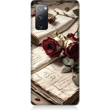 Teknomeg Samsung Galaxy S20 Fe Uyumlu Mektup ve Güller  Desenli Silikon Kılıf