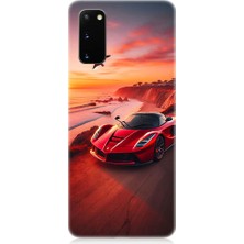 Teknomeg Samsung Galaxy S20 Plus Uyumlu Hızlı Kırmızı  Desenli Silikon Kılıf